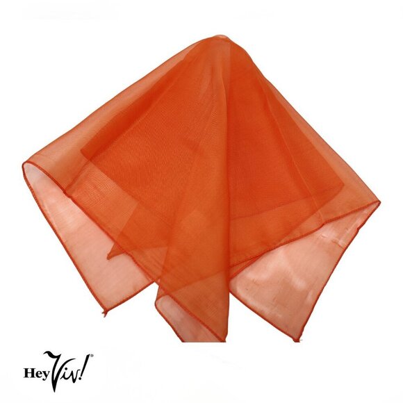 Orange Sheer Chiffon Scarf 50s Style for Head Neck Costume 21" Square - Hey Viv - Picture 6 of 7
